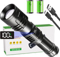 Rechargeable LED Flashlights High Lumens,10000mAh High Powered Waterproof Brightest Flashlight Zoomable Spotlight Flashlight