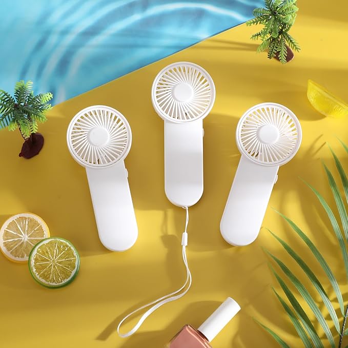 Sumind 12 Pcs Small Personal Portable Fan Mini Handheld Bulk 1 Speed Electric Cute Battery Powered for Neck Lash Makeup Women Men Travel Camping Indoor Outdoor Summer (White)