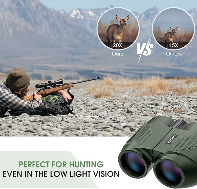 20X25 Compact Binoculars for Adults,Large Eyepiece Waterproof Binocular,Easy Focus Small Binoculars for Bird Watching,Hiking and Concert,Green