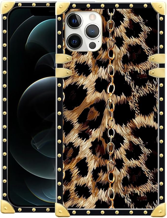 Compatible with iPhone 11 Pro Max Case, Seamless Gold Chain Leopard Luxury Golden Decoration for Girl Women Soft TPU Shockproof Protective Hard PC Back for iPhone 11 Pro Max