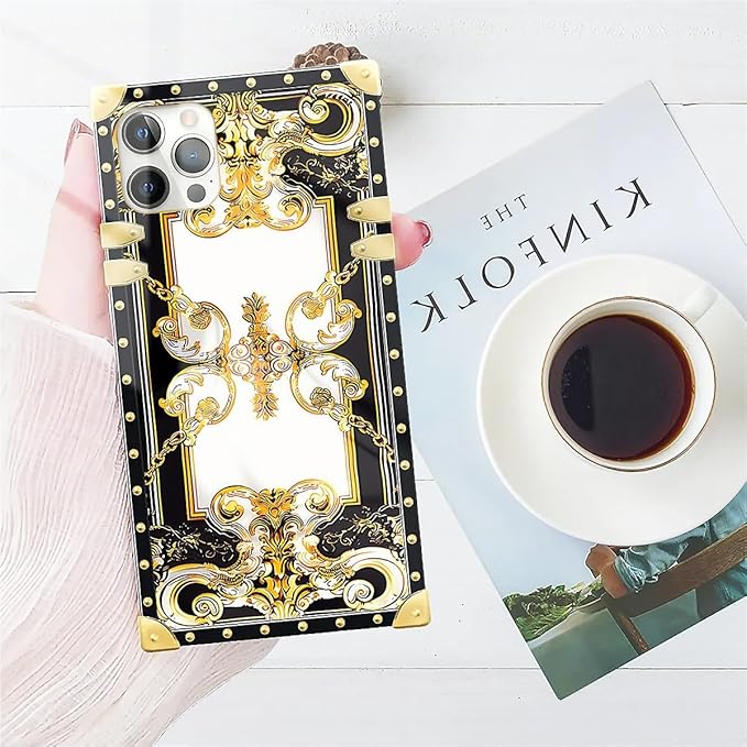 Compatible with iPhone 11 Pro Max Case, Gold Grain Flowers Luxury Golden Decoration for Girl Women Soft TPU Shockproof Protective Hard PC Back for iPhone 11 Pro Max