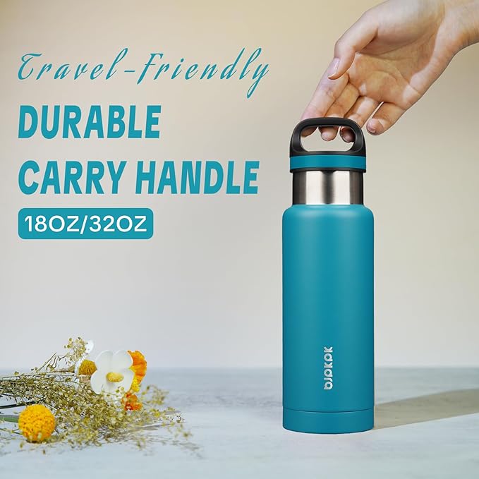 BJPKPK Insulated Water Bottle 18OZ Stainless Steel Water Bottle with Handle Double Walls Vacuum Insulated BPA Free Flask, Laguna