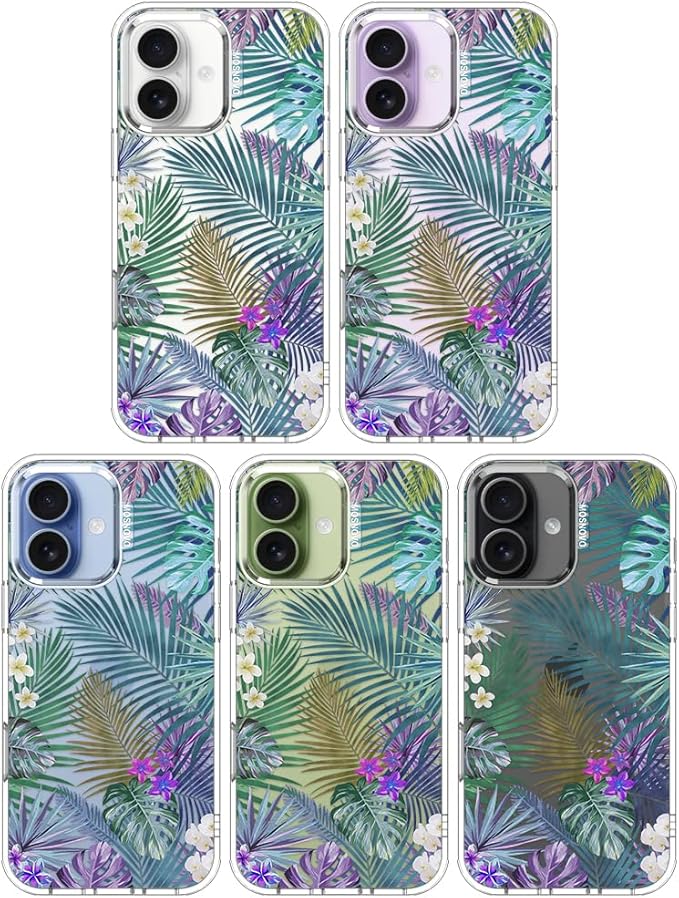 MOSNOVO for iPhone 17 Case | Military Grade 6.6ft Drop Tested | Camera Control | Clear with Tropical Rainforests Design