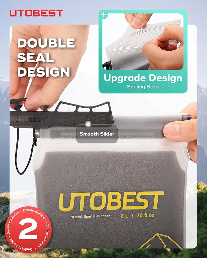 UTOBEST Insulated Water Bladder with Bite Valve Cover Keeps Water Cool or Warm for Hours, Leakproof TPU Hydration for Hiking Camping and Backpacking