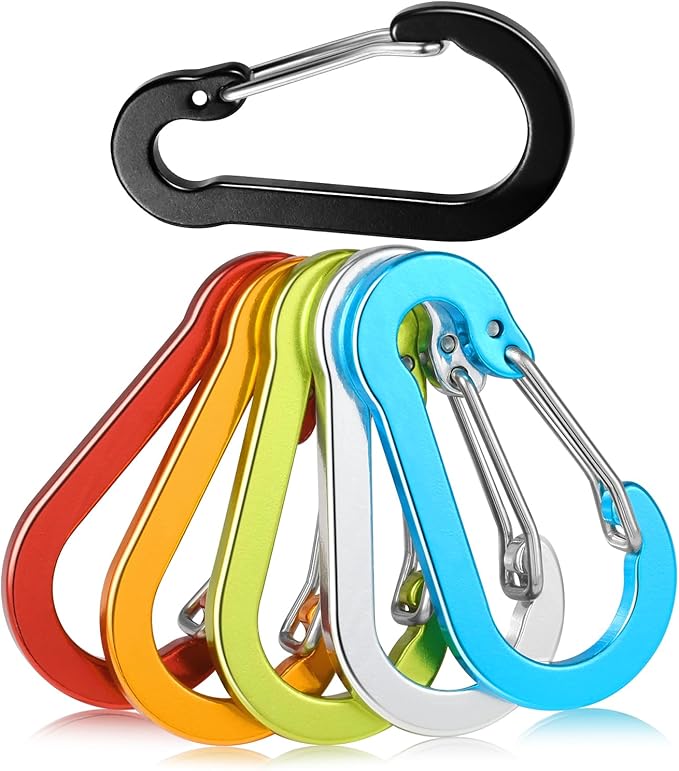 6pcs Aluminum Small Carabiner Clip, 2 Inch Carabiner Keychain Clasp Spring D Ring for Hanging Home KeyRings Hook Paracord Lanyard Keychain Pet Collar Hiking Camping Fishing Accessories (Assorted)