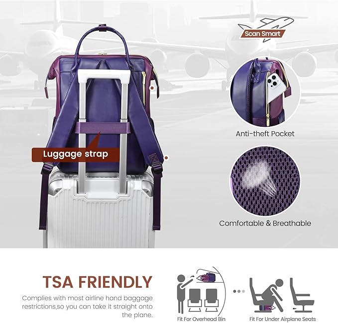 LOVEVOOK Leather Laptop Backpack