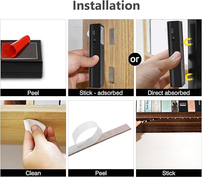 WOBANE Dual Motion Sensor Light Strip, Rechargeable 16.4ft LED Lighting, 150 LEDs Tape Lights for Stairs,Under Cabinet,Closet,Shelves,Gun Safe Light, Hallway,Cuttable,Flexible,6000K White,Black