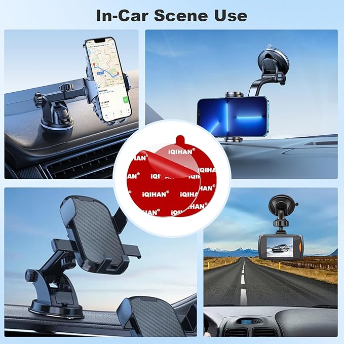 5pcs Sticky Adhesive Pads for Car Phone Mount, 70mm/ 2.76" Double-Sided Heavy Duty Sticker Gel Mounting Tapes Replacement Kit for Suction Cup Dashboard Cell Phone Holder Windshield Dash Cam GPS Base