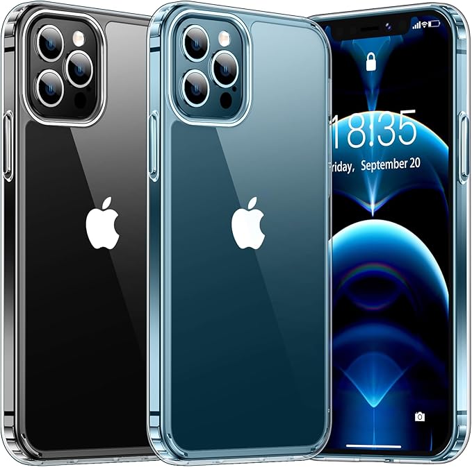 SPIDERCASE Deigned for iPhone 12 Pro Max Case, [Not Yellowing] [Military Grade Protection] Slim Shockproof Phone Cases, Clear