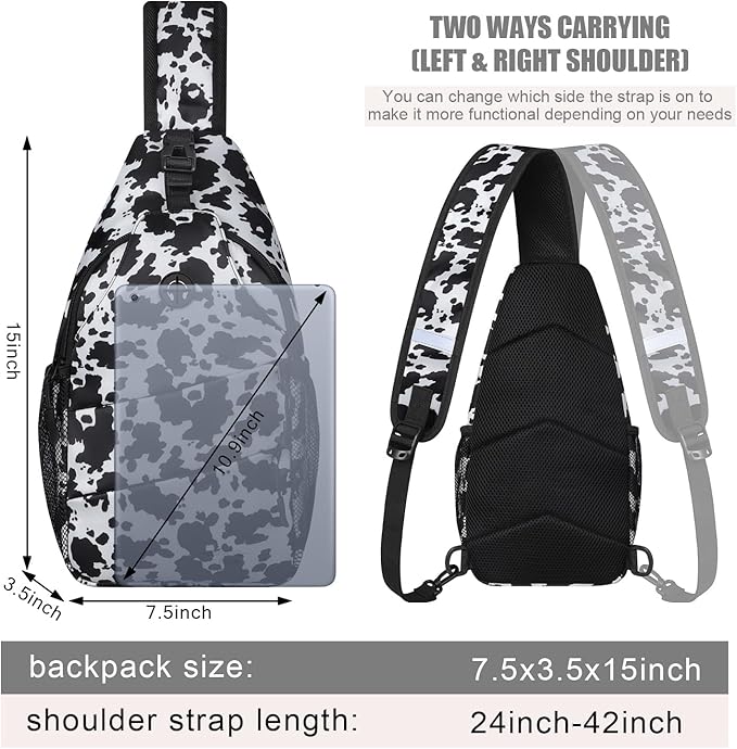 Pritent Crossbody Bags for Women Men Trendy Sling Bag Backpack Casual Chest Bag with Convertible Shoulder Strap
