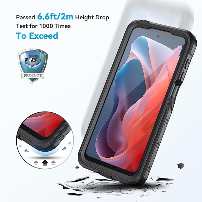 Lanhiem for Moto G Play 2024 Case, IP68 Waterproof Dustproof Shockproof Case with Built-in Screen Protector, Full Body Underwater Protective Cover for Moto G Play 2024 Only, Black