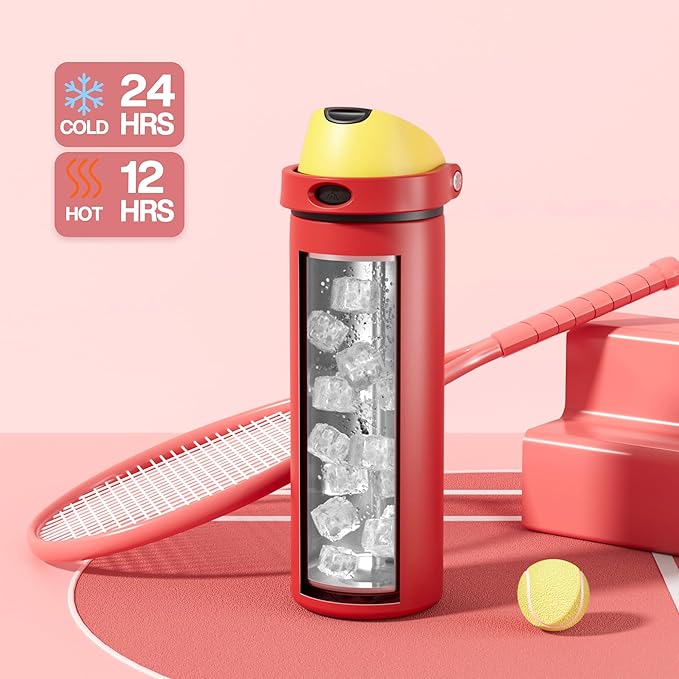 POWCAN 24 oz Travel Water Bottle: 2-in-1 Push-Button Spout & Quick-Flip Straw, Leakproof, Cold 24Hrs, Fits Car Cup Holder, Stainless Steel Cup for Sports, School, Commute, Camping (Mouse's Mischief)