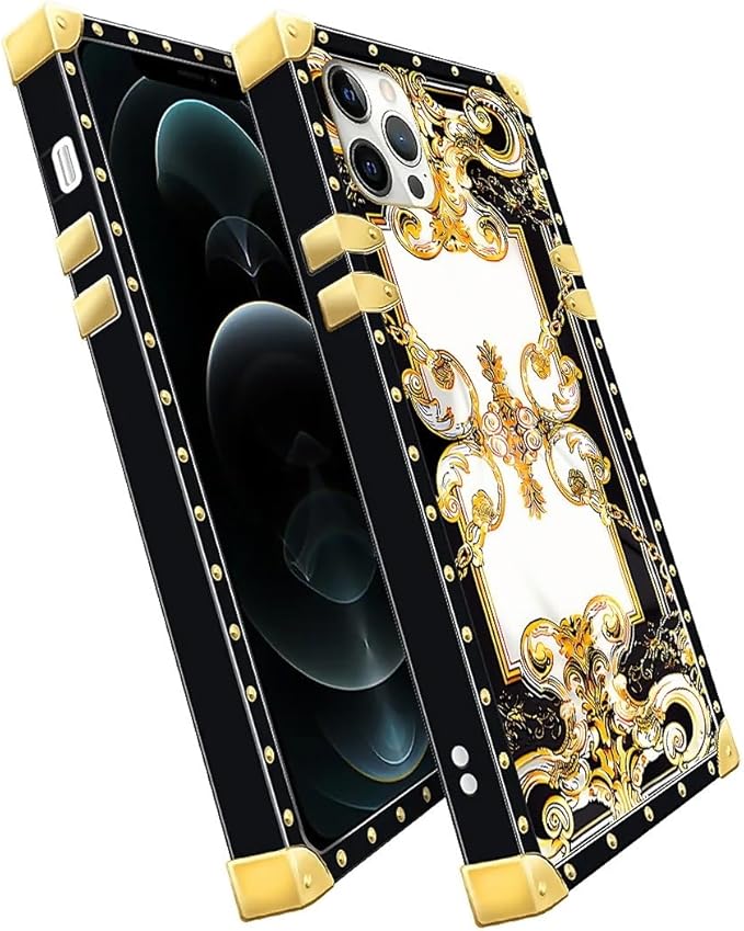 Compatible with iPhone 11 Pro Max Case, Gold Grain Flowers Luxury Golden Decoration for Girl Women Soft TPU Shockproof Protective Hard PC Back for iPhone 11 Pro Max