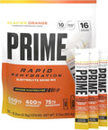 PRIME Rapid Rehydration Electrolyte Powder Sticks, Glacier Orange, Sugar Free Hydration Drink Mix with Sodium, Potassium, Magnesium & B Vitamins to Replenish Fluids, Caffeine Free, 16 Count