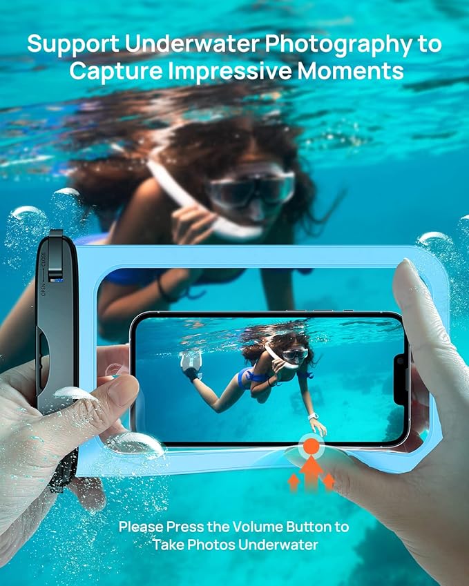Lanhiem Large Waterproof Phone Pouch [Up to 10.5"] Universal IPX8 Waterproof Dry Bag with Lanyard for iPhone 17 Pro Max /16/15, S25 Ultra/ S24/ S23 Plus/FE, Moto G/Pixel 10 9 8 Pro, Black+Mint