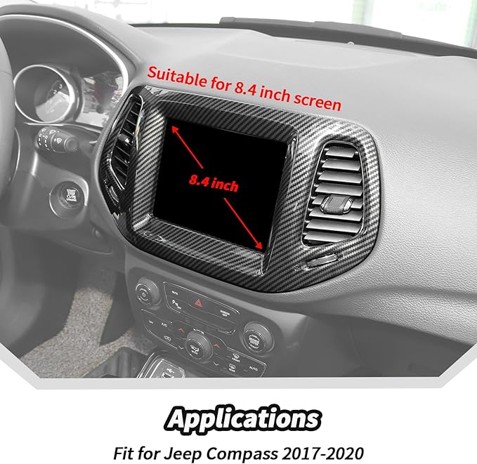 JeCar 3pcs Carbon Fiber Dash Vent Cover Trim Kit for 2017-2020 Jeep Compass Interior Accessories