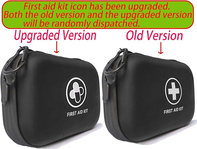 First Aid Kit 150 Piece Waterproof Hard Shell Emergency Medical Kit for Home, Camping, Hiking, Sports, Office, Adventure Portable IFAK Kits (Black)