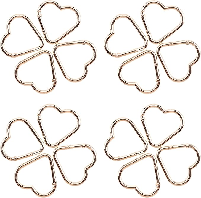 16-Pack Gold Heart Carabiner Clips, Cute Keychain Accessories for Backpacks & Hiking Gear, Aluminum Alloy Spring Snap Hook(Lightweight, Bulk Value Set)