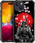 for iPhone 15 Plus Case, Sakura Japanese Samurai Pattern Graphic Design Girl Boy Soft Silicone Hard Acrylic Shock Protection for iPhone 15 Plus