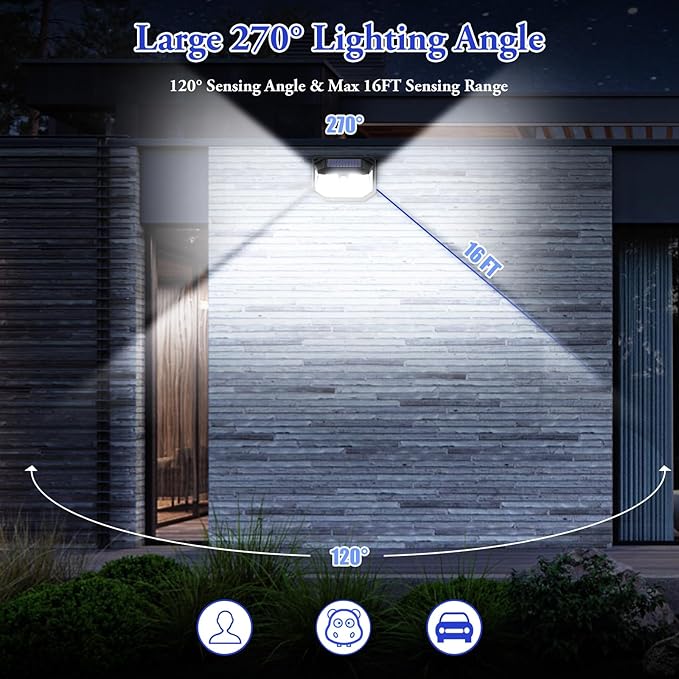 6-Pack Solar Wall Lights Outdoor with 3 Modes & Reflector, Waterproof Bright 178 LEDs Motion Sensor Security Lights, Solar Powered Flood Lights for Patio Garden Yard Porch Garage Front Door