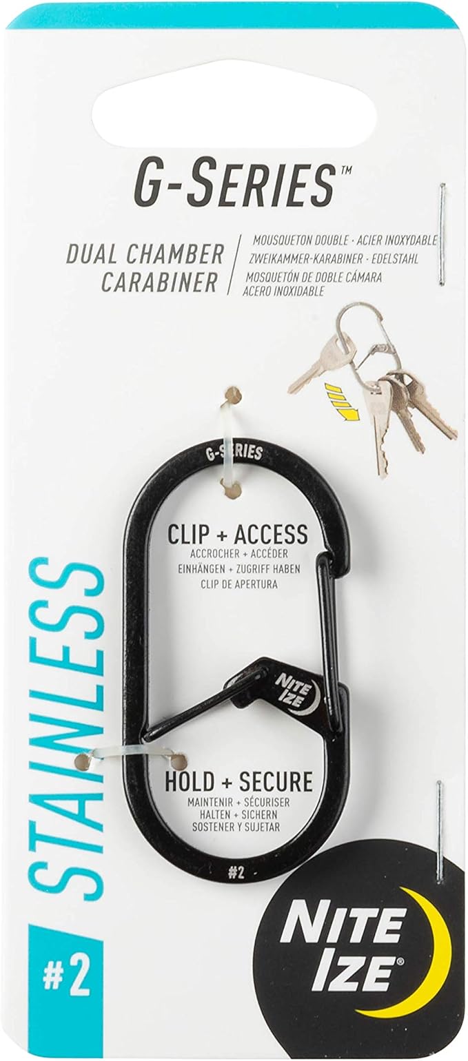 Nite IZE GS2-01-R6 G-Series Dual Chamber Carabiner, Size #2 1-Pack, Black