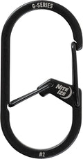 Nite IZE GS2-01-R6 G-Series Dual Chamber Carabiner, Size #2 1-Pack, Black
