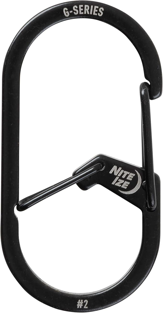 Nite IZE GS2-01-R6 G-Series Dual Chamber Carabiner, Size #2 1-Pack, Black
