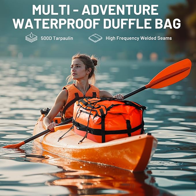 MIER Waterproof Duffel Bag Motorcycle Dry Bag Backpack Large Roll-Top Heavy Duty Dry Duffle Bags for Kayaking Camping Boating Gym Beach Cruise Ship, 60L/80L