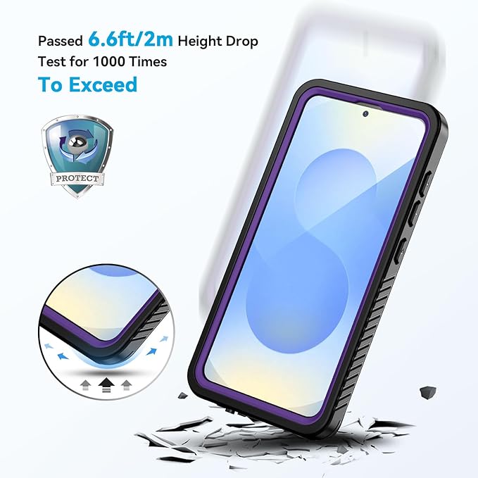 Lanhiem for Samsung Galaxy S25 Case, IP68 Waterproof Dustproof, Built-in Screen Protector, Rugged Full Body Shockproof Protective Cover for Galaxy S25, Purple