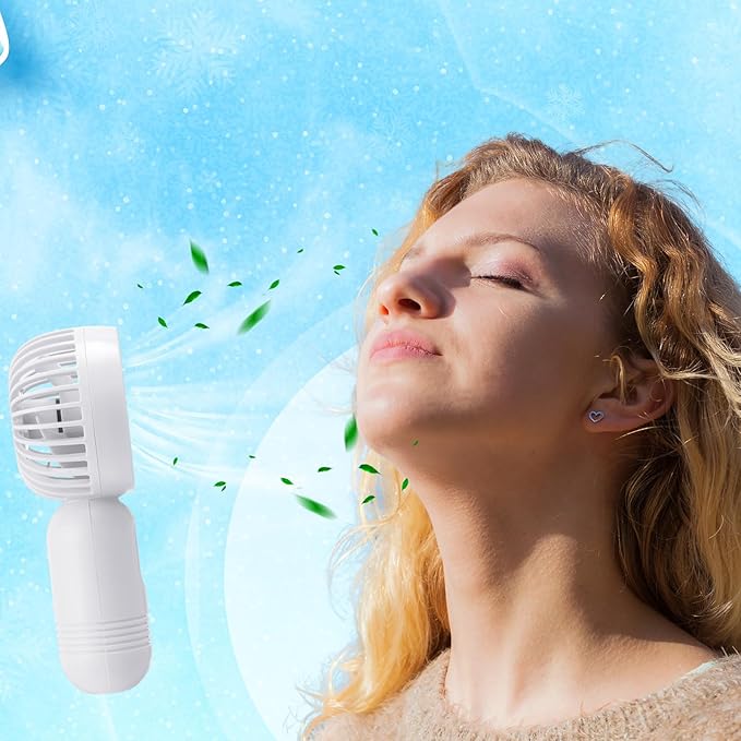 Rossesay 1 Pcs Mini Portable Fan Bulk Cute Handheld Lightweight Small Little Personal Hand Eyelash Fan 3 Speeds USB Rechargeable for Women Men Indoor Outdoor Makeup Travel (White)