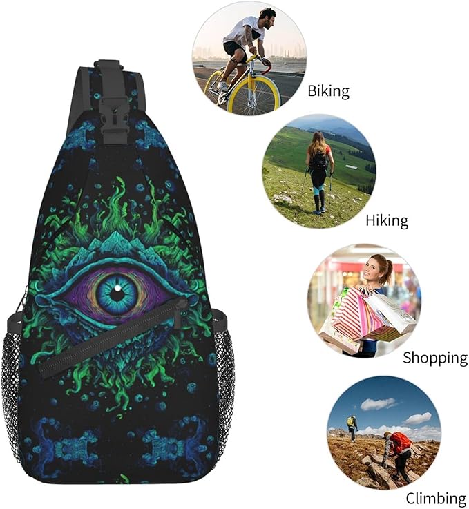 Psychadelic Trippy Art Sling Bag Crossbody Travel Hiking Chest Backpack Shoulder Daypack For Women Men