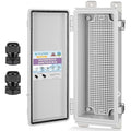 TICONN Outdoor Electrical Box Waterproof, Junction Box IP67 ABS Plastic Enclosure with Hinged Cover with Mounting Plate, Wall Brackets, Cable Glands (Off-White, 10.2"x4.3"x3.0")