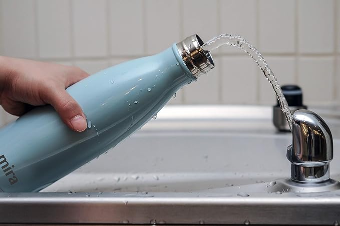 MIRA 17 oz Insulated Water Bottle - Stainless Steel Cola Shape Thermo - Double Wall Hot & Cold Flask (24Hr Cold/12Hr Hot) - Pearl Blue