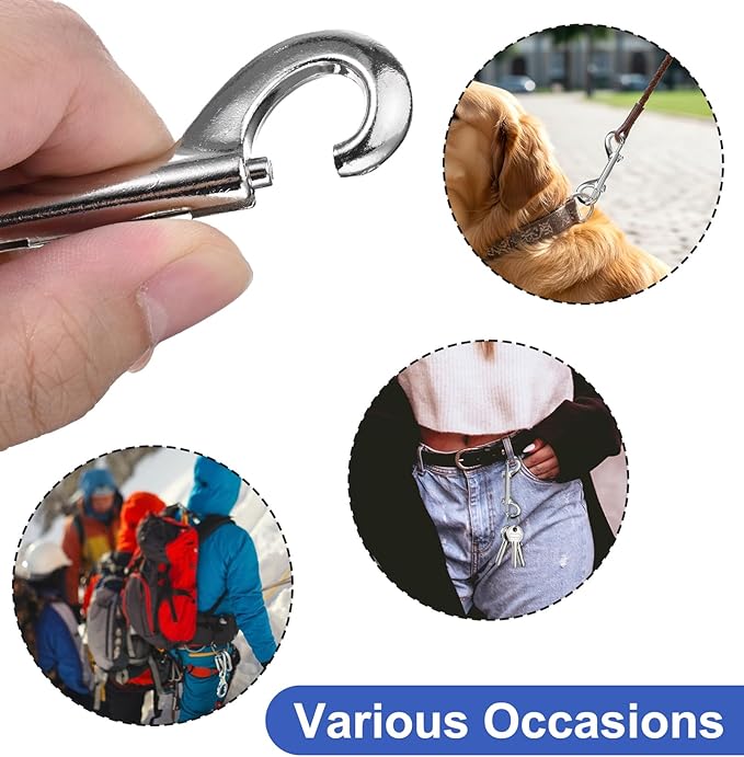 4 PCS Snap Hooks, 3.5 Inch Double Ended Snap Hooks Multipurpose Carabiners for Pets Leashes, Water Buckets, Keys & More Indoor Outdoor Use for Home & Farm