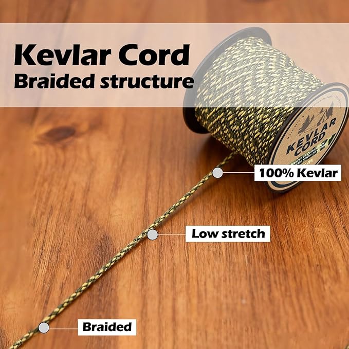 9KM DWLIFE Kevlar Cord – Camo Kevlar Line Ultra-Strong, Lightweight & Abrasion-Proof Survival Rope for Camping, Tactical Gear, Trip Wire 100-1000lb