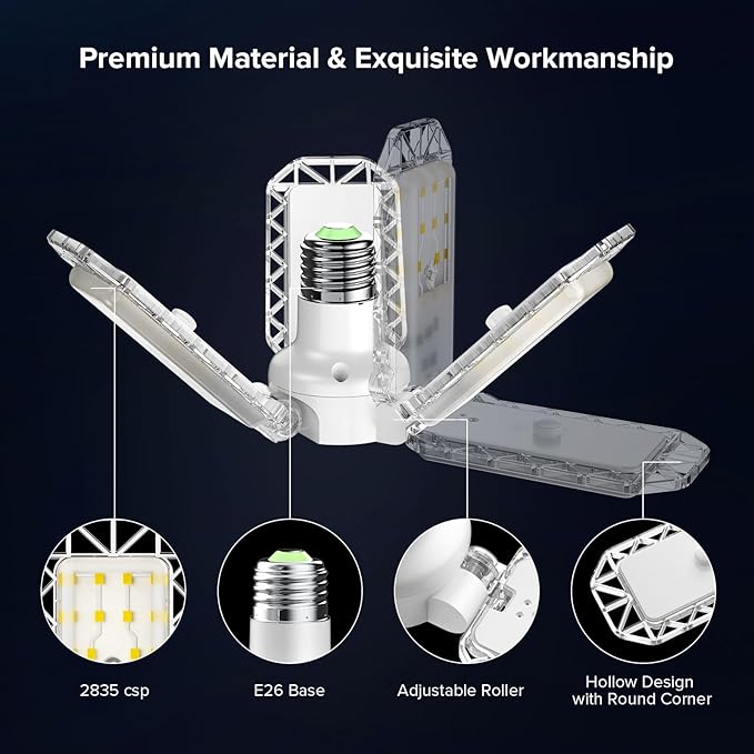 SANSI 300 Watt Equivalent LED Work Light, 3300LM 5000K Portable Camping Lights with Premium Carbon Steel Telescoping Tripod Stand, LED Work Light with Stand Adjustable 30-55 Inches