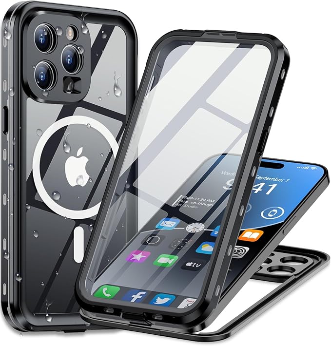 for iPhone 15 Pro Max Case Waterproof | Shockproof Dust Proof Phone Case Cover with Screen Protector for iPhone 15 Promax - Clear