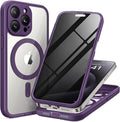 TIESZEN for iPhone 15 Pro Case, Compatible with MagSafe, Built-in Privacy Screen Protector and Camera Protection, Anti Spy Full Body Dustproof Shockproof Hard Phone Case 6.1", Deep Purple
