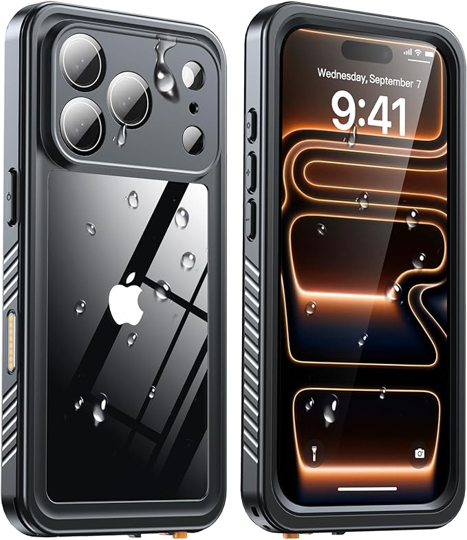 ANTSHARE for iPhone 17 Pro Case, IP68 Waterproof Shockproof Case, [Built-in Screen Protector] - 12 FT Military Dropproof - Full Body Heavy Duty Rugged Phone Cover 6.3 inches - Black/Clear