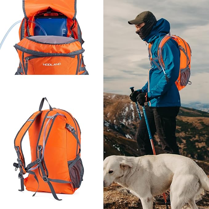NODLAND Light Weight Packable Backpack for Travel Hiking 45L Foldable Water-Resistant Daypack Hydration Rucksack