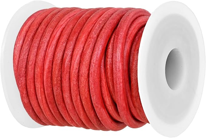 GENIQUE Real/Genuine Round Leather String Cord for Necklace, Bracelets, Jewellery, Braiding (Cyclaman Distressed, 4mm)