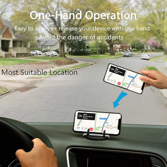 SRUNP Car Phone Mount with Three-Point Support for Car Dashboard, 360 Degree Rotatable Washable Cell Phone Holder for Car Compatible Smartphones and GPS Devices