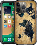 for iPhone 14 Pro Max Case, Brown World Map Pattern Graphic Design Girl Boy Soft Silicone Hard Acrylic Shock Protection for iPhone 14 Pro Max