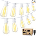 Larkvue 50FT(2x25FT) Outdoor String Lights, Patio Lights with 20+2 LED Dimmable Waterproof ST38 Vintage Bulbs for Wedding Garden Party Decor, White