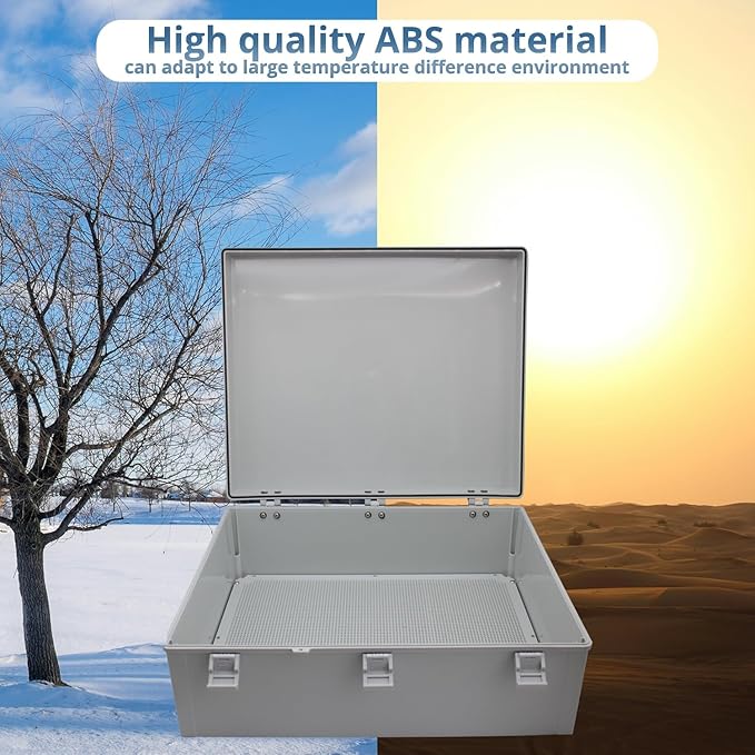 MAKERELE Water Proof Electrical Boxes Extra Large IP67 Electronics Projects Junction Waterproof Case with 2 NPT 1”Glands and Wall Bracket Hinged Cover Outdoor Enclosure Box(23.6"*15.7"*8.7")