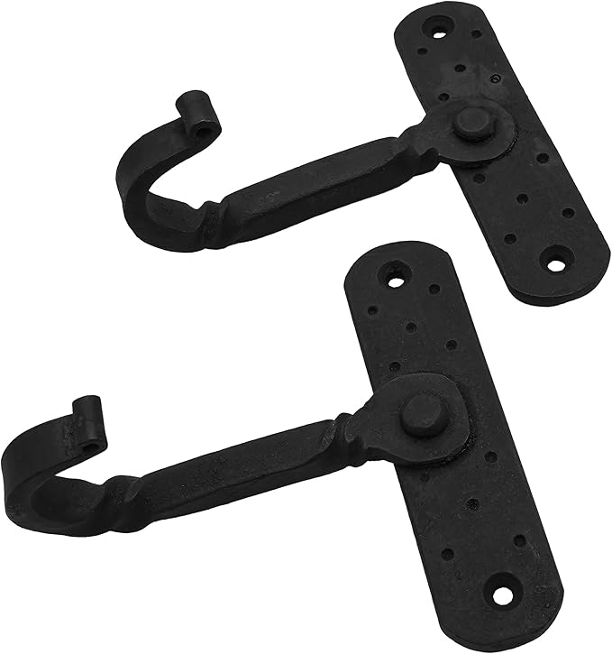 Rustic Cast Iron Wall Hooks, Heavy Duty Retro Utility Hooks for Hanging Coat, Bag, Towel, Robe, Hat and More, Mounting Hardware Included, Pack of 2, Black (243 (Set of 2))