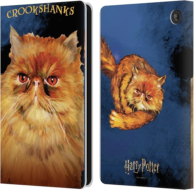Head Case Designs Officially Licensed Harry Potter Crookshanks Prisoner of Azkaban II Leather Wallet Case Compatible with Amazon Fire 7 2022