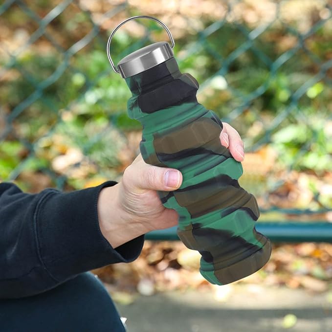 500ml Collapsible Water Bottles Silicone Motivational Bottle with Carrying Loop, Travel Water Bottle for Sports & Outdoors Reusable Water Bottle Cute Stuff forfor Men