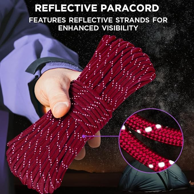 TECEUM 5/32" Paracord Rope 1000 – 1000ft / 200ft / 100ft / 50ft – Tactical Parachute Cord 4mm – 45+ Colors – Nylon String for Survival & Camping Gear – Stripe Cord for Survival – Utility Rope