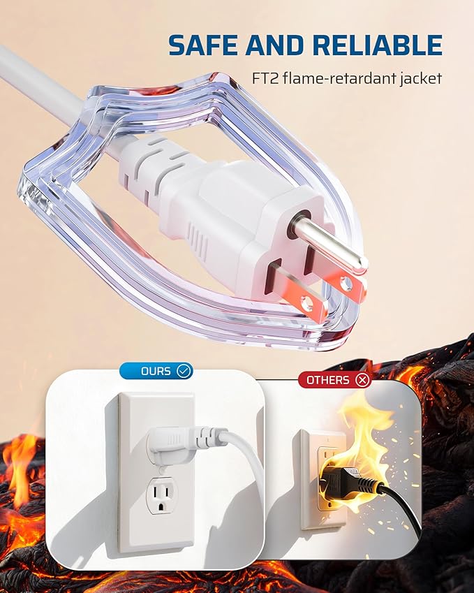 DEWENWILS Short Extension Cord, 1 Foot Power Cord, 16 AWG SJTW Weatherproof Extension Cable for Indoor Use, 3 Prong Grounded Outlets Plugs, NEMA 5-15P to NEMA 5-15R, White, UL Listed,4 Pack